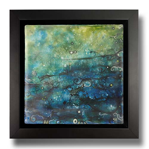 Fairy Misty Lake I Painting, Encaustic and mixed media on board